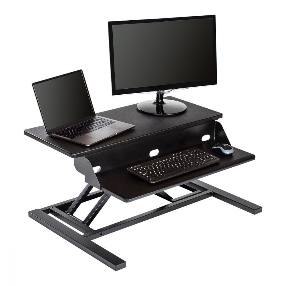 Adjustable Height Stand Up Desk Computer Workstation Lift Rising Laptop B&W 
