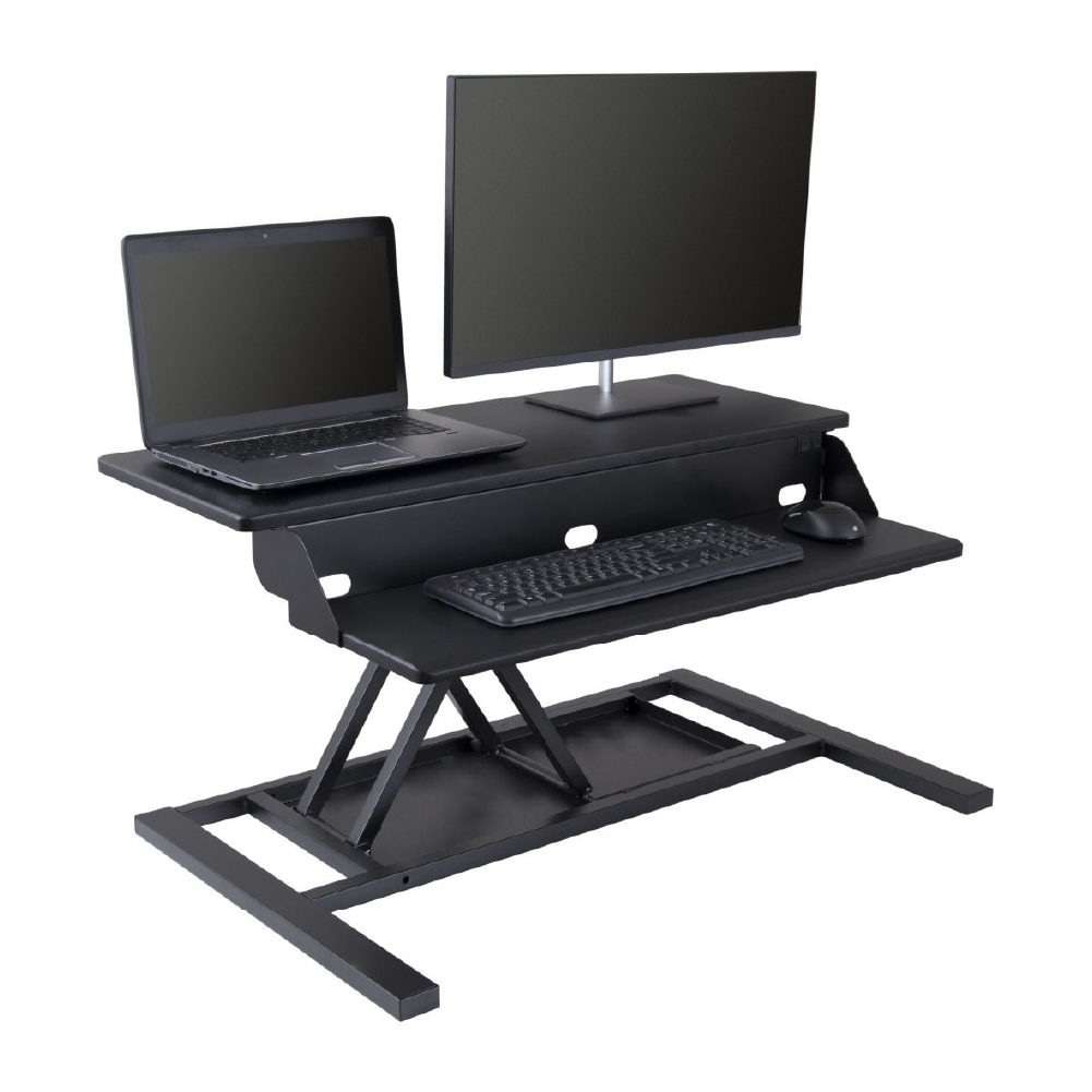 Adjustable Standing Desk Converter 32 Height Adjustable Desk and Sit Stand Workstation for Optimal Comfort and Productivity Black, 32 